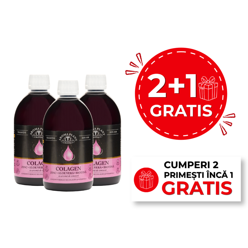 Pachet 2+1 Gratis Colagen Zinc Aloe Vera Biotină Vit.C 500 ml