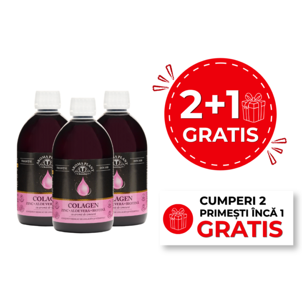 Pachet 2+1 Gratis Colagen Zinc Aloe Vera Biotină Vit.C 500 ml