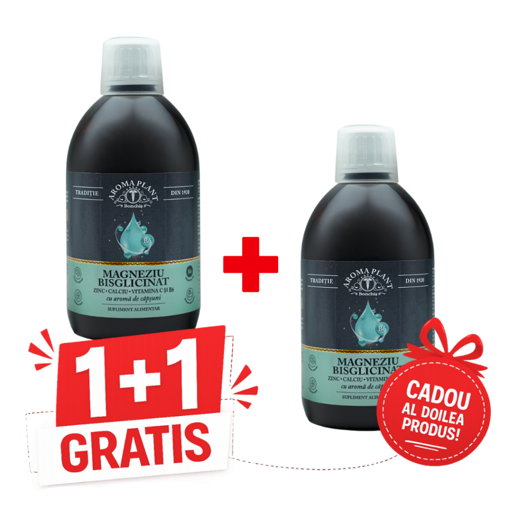 Pachet 1+1 Gratis Magneziu Bisglicinat, Zinc, Calciu, Vitamina C și B6 500 ml