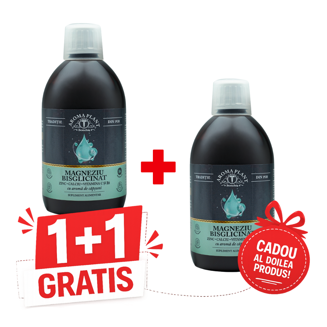 Pachet 1+1 Gratis Magneziu Bisglicinat, Zinc, Calciu, Vitamina C și B6 500 ml